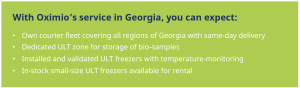 Clinical trials logistics services available in Georgia from Oximio's customs bonded warehouse.